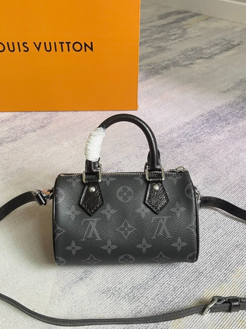 Louis Vuitton. Nano Speedy Black Monogram Canvas Crossbody Bag